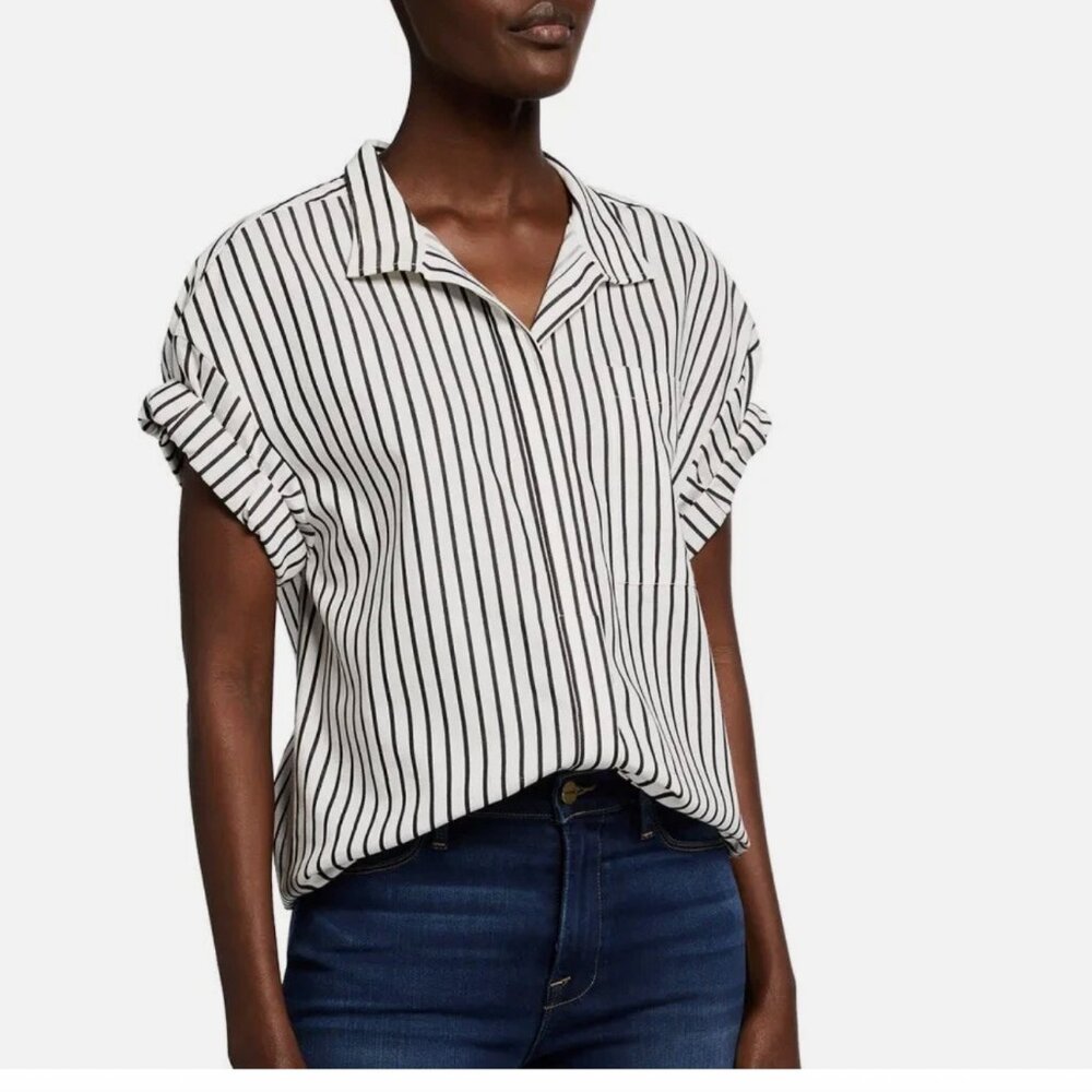 Frame Sheila Striped Pocket Shirt Size XS